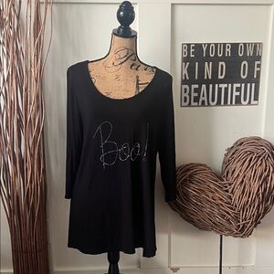 W5 Black 'Boo!' Tunic Top